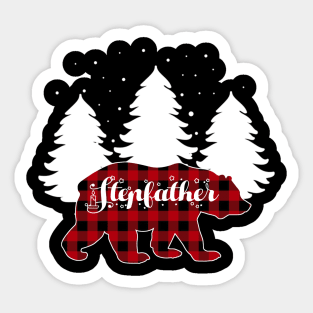 Stepfather Bear Buffalo Red Plaid Matching Family Christmas Sticker